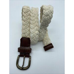 Cream Woven Cotton Belt w/ Leather Tabs Men's Size 30 Mexico 9227927